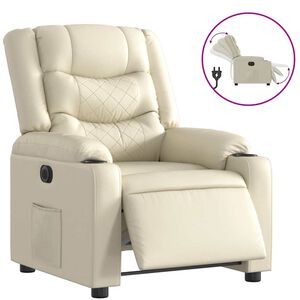 vidaXL Fauteuil elektrisch verstelbaar kunstleer cr&egrave;mekleurig