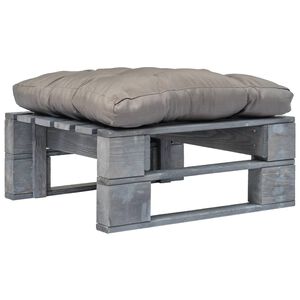 vidaXL Tuinhocker met grijs kussen pallet hout grijs