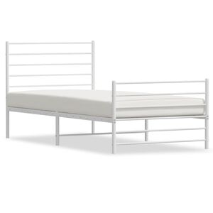 vidaXL Bedframe met hoofd- en voeteneinde metaal wit 90x190 cm