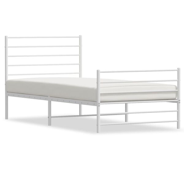 vidaXL Bedframe met hoofd- en voeteneinde metaal wit 90x190 cm