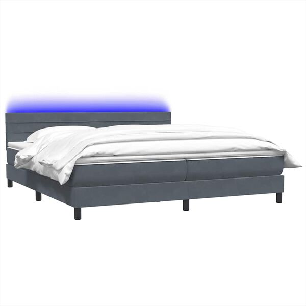 vidaXL Boxspring met matras en LED fluweel donkergrijs 180x210 cm