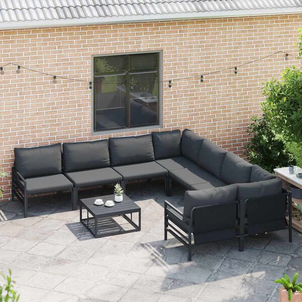 vidaXL Tuin Sofa Set met kussen Antraciet Staal