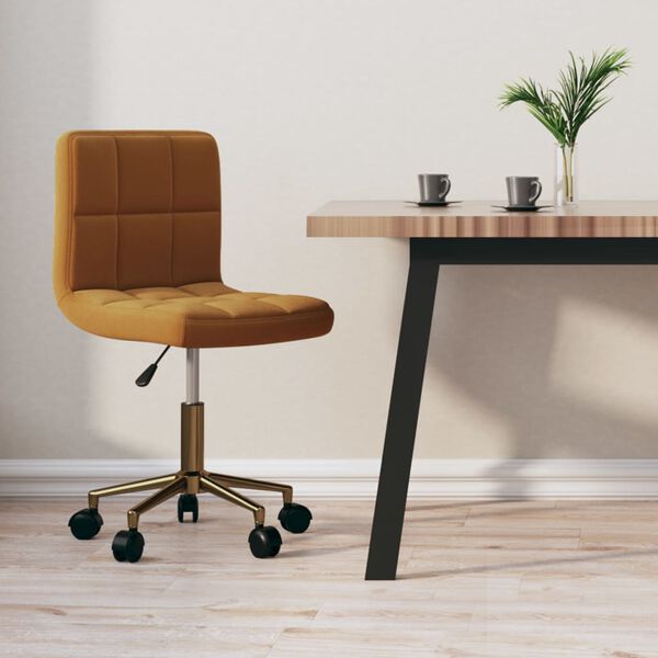 vidaXL Eetkamerstoel draaibaar fluweel bruin