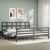 vidaXL Bedframe met hoofdbord massief hout grijs 200x200 cm