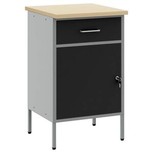 vidaXL Werkbank met lade met opslag Zwart en Grijs 50 x 55 x 85 cm