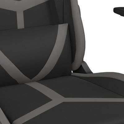 vidaXL Gamestoel met voetensteun kunstleer zwart en grijs