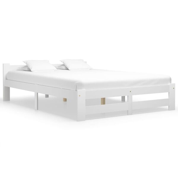 vidaXL Bedframe massief grenenhout wit 180x200 cm
