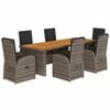 vidaXL 7-delige Tuinset met kussens poly rattan grijs