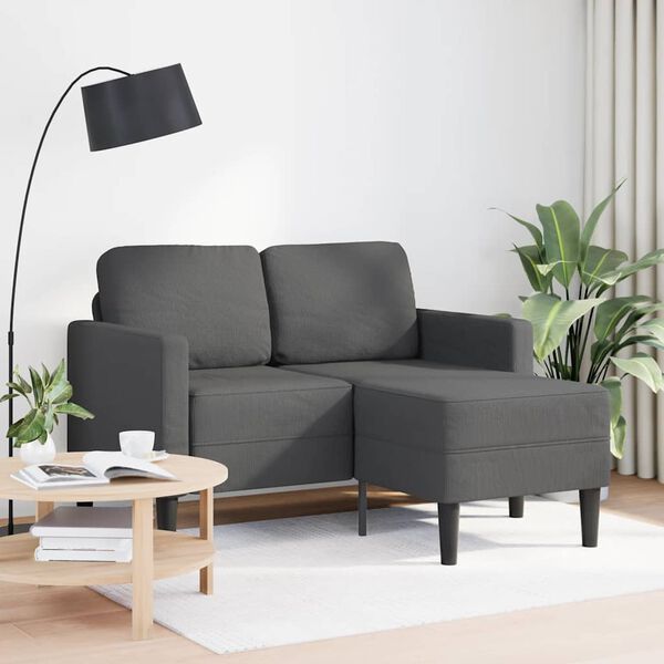vidaXL Tweezitsbank met chaise longue L-vormig donkergrijs 125 cm linnen
