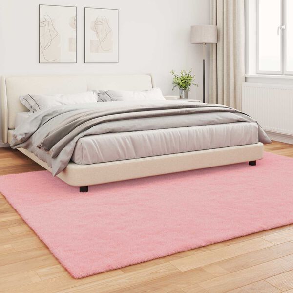 vidaXL Nep Konijnenbont Tapijt Olite Roze 240 x 340 cm Polyester