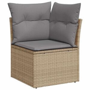 vidaXL Tuinhoekbank met kussens poly rattan beige