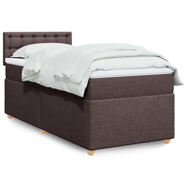 vidaXL Boxspring met matras stof donkerbruin 90x190 cm
