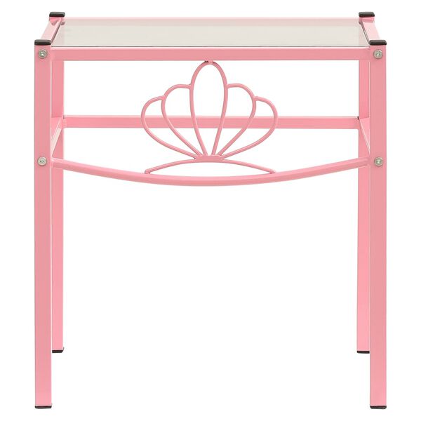 vidaXL Nachtkastje 42,5x33x44,5 cm metaal en glas roze en transparant