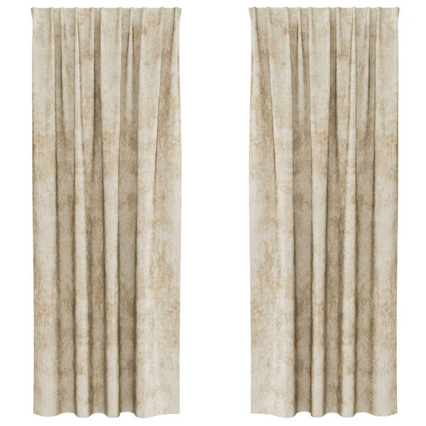 vidaXL Velvet Gordijnen met gordijnen 2 pcs Cr&egrave;me 245 x 140 cm Fluweel