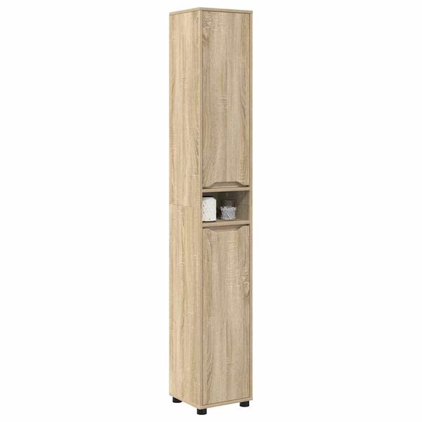 vidaXL Badkamer Kast Sonoma Eiken 30,5 x 30 x 195 cm Bewerkt hout