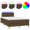 vidaXL Boxspring met matras en LED stof donkerbruin 120x200 cm