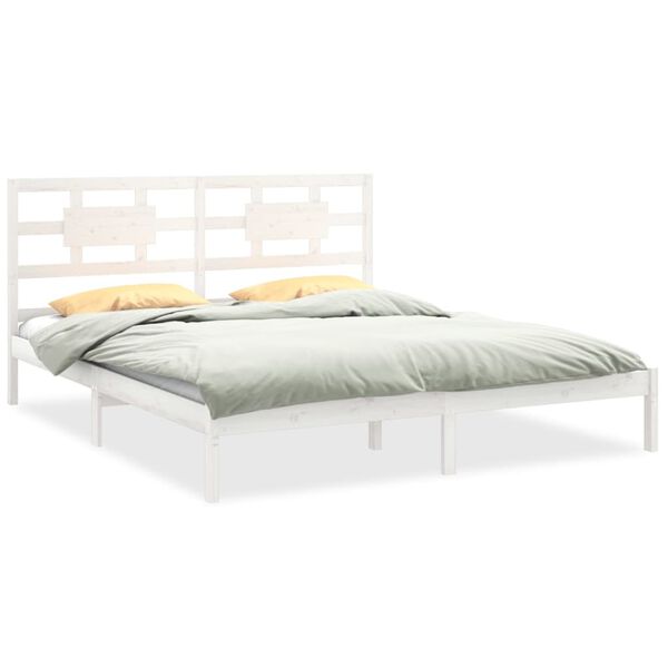 vidaXL Bedframe massief hout wit 180x200 cm