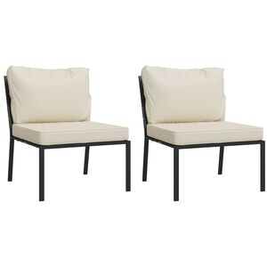 vidaXL Tuinstoelen met zandkleurige kussens 2 st 60x74x79 cm staal