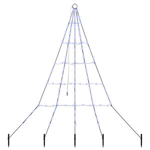 vidaXL LED Kerstboom met Grondspiesjes Blauw 182 cm Metaal