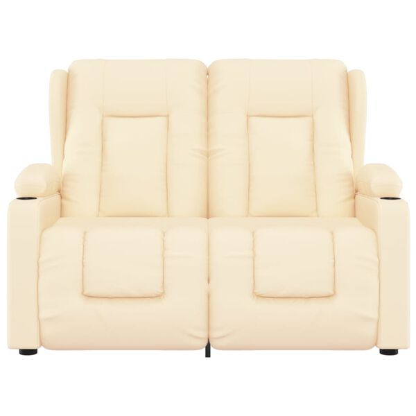 vidaXL Massagestoel 2-zits verstelbaar bekerhouders kunstleer cr&egrave;me