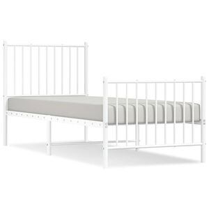 vidaXL Bedframe met hoofd- en voeteneinde metaal wit 80x200 cm