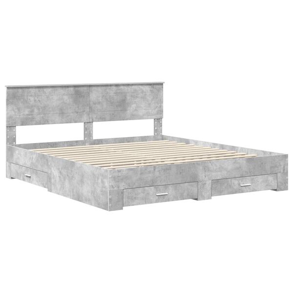 vidaXL Bedframe met hoofdeinde Beton Grijs 180 x 200 cm Bewerkt hout