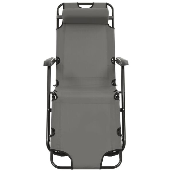 vidaXL Ligbedden inklapbaar 2 st met voetensteun staal grijs