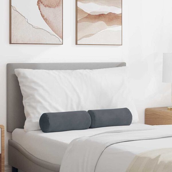 vidaXL Bolster Kussens 2 stuks Donkergrijs Ø 15 x 40 cm Cordstof