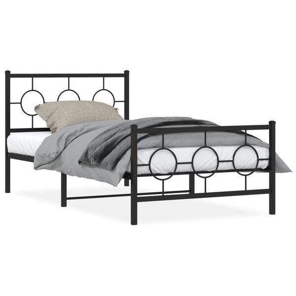 vidaXL Bedframe met hoofd- en voeteneinde metaal zwart 100x190 cm