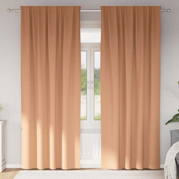 vidaXL Zwart-out Gordijnen met Ringen 2 pcs Licht Bruin 225 x 140 cm