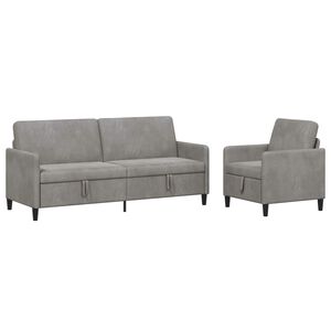 vidaXL Bankenset met opbergruimte 2 st Lichtgrijs Polyester