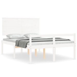 vidaXL Seniorenbed met hoofdbord massief hout wit