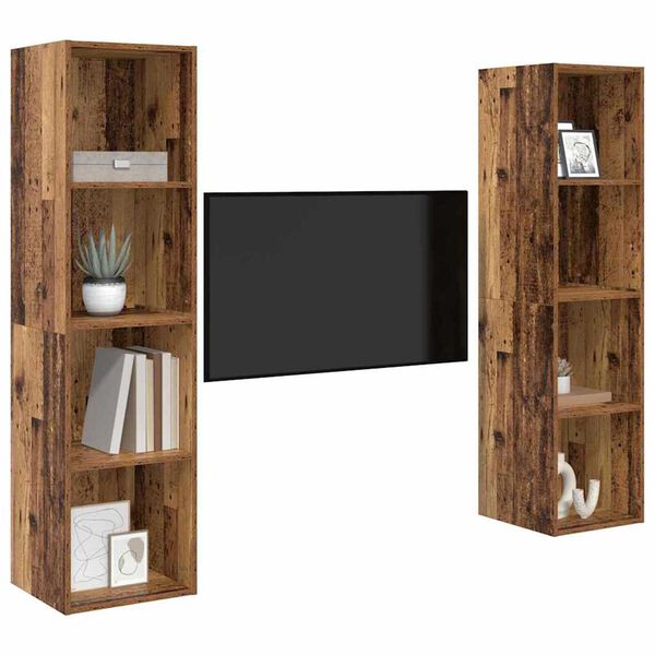vidaXL Tv-meubelset 2 pcs Bruin 37 x 37 x 142,5 cm Bewerkt hout