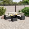 vidaXL 7-delige Loungeset met kussens poly rattan zwart