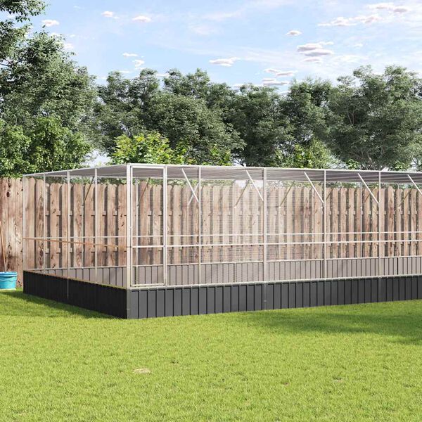 vidaXL Volière met verlengstuk 1246x414x212 m staal zilverkleurig