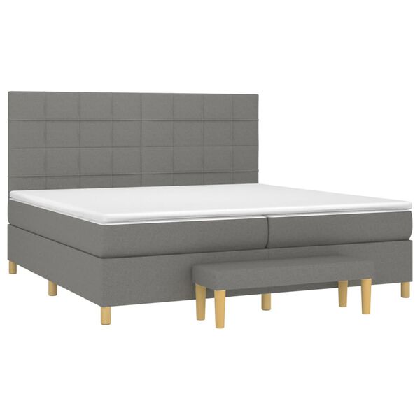 vidaXL Boxspring met matras stof donkergrijs 200x200 cm