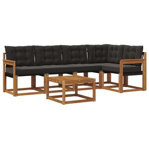 vidaXL Buiten bankenset met kussen 6 pcs Natuurlijk en Zwart