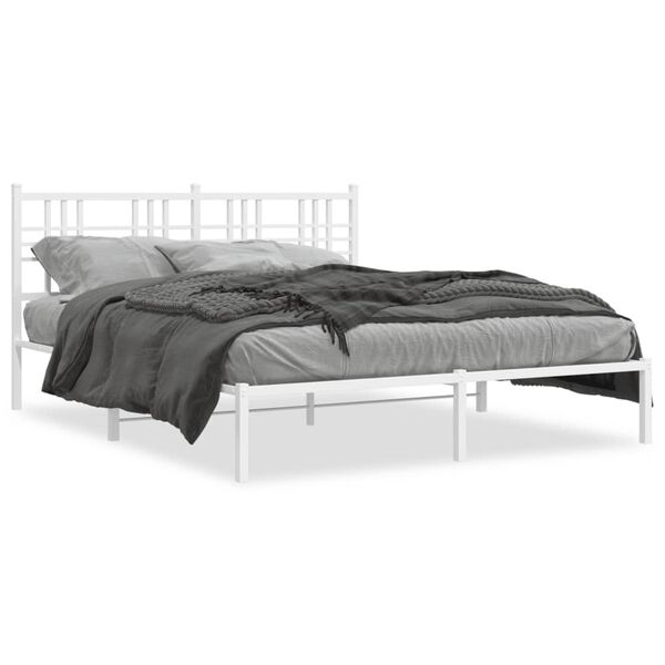 vidaXL Bedframe met hoofdbord metaal wit 160x200 cm