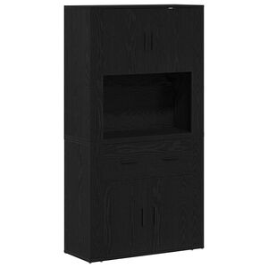 vidaXL Highboard met lade Zwart eiken 80 x 33 x 150 cm Bewerkt hout