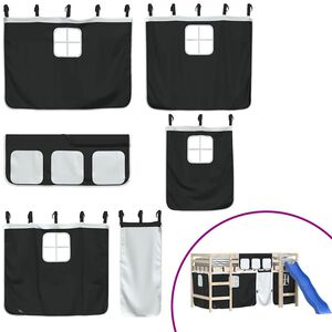 vidaXL Gordijnen voor hoogslaper polyester wit en zwart