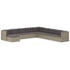 vidaXL 10-delige Loungeset met kussens poly rattan grijs