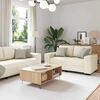 vidaXL Bank 3 pcs Beige Linnen-mix stof