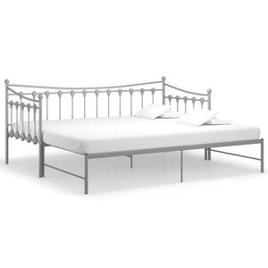 vidaXL Slaapbank uittrekbaar metaal grijs 90x200 cm