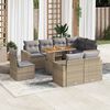 vidaXL 9-delige Loungeset met kussens poly rattan beige