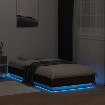 vidaXL Bedframe met LED-verlichting bruin eikenkleurig 75x190 cm