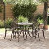 vidaXL Tuin Eetset 7 pcs Brons 90 x 90 x 75 cm Gegoten aluminium