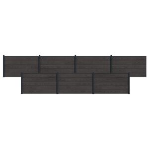 vidaXL Hekpaneel 7 pcs WPC en Aluminium Zwart
