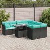 vidaXL 9-delige Loungeset met kussens poly rattan acacia zwart