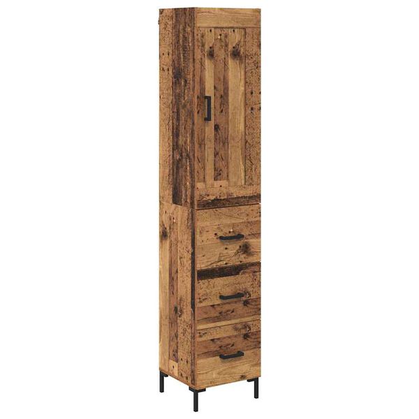 vidaXL Highboard met lade Oud Hout 34,5 x 34 x 180 cm Bewerkt hout