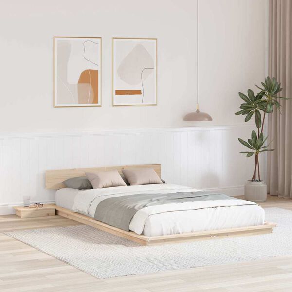 vidaXL Bedframe Bruin 135 x 190 cm Hout